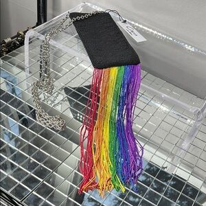Sam Edelman Circus Crossbody Beaded with Rainbow Beaded Bag with Tassels - New